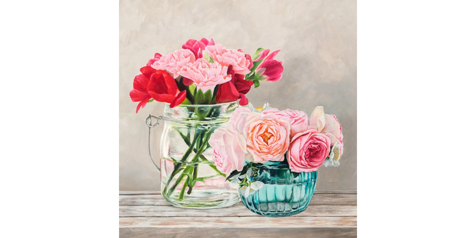Remy Dellal - Fleurs et Vases Blanc I