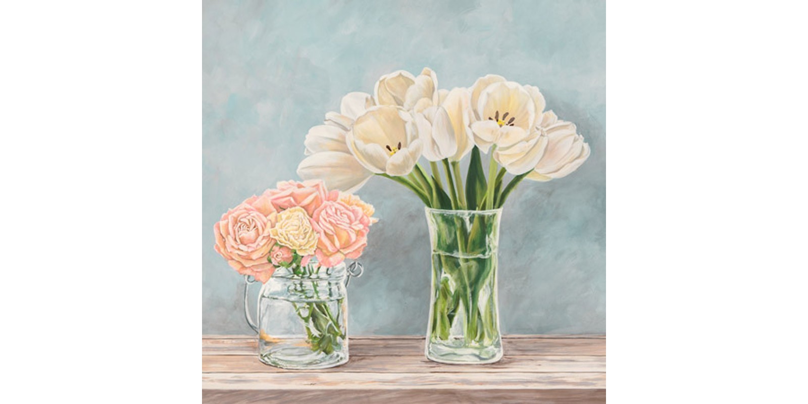 Remy Dellal - Fleurs et Vases Aquamarine I