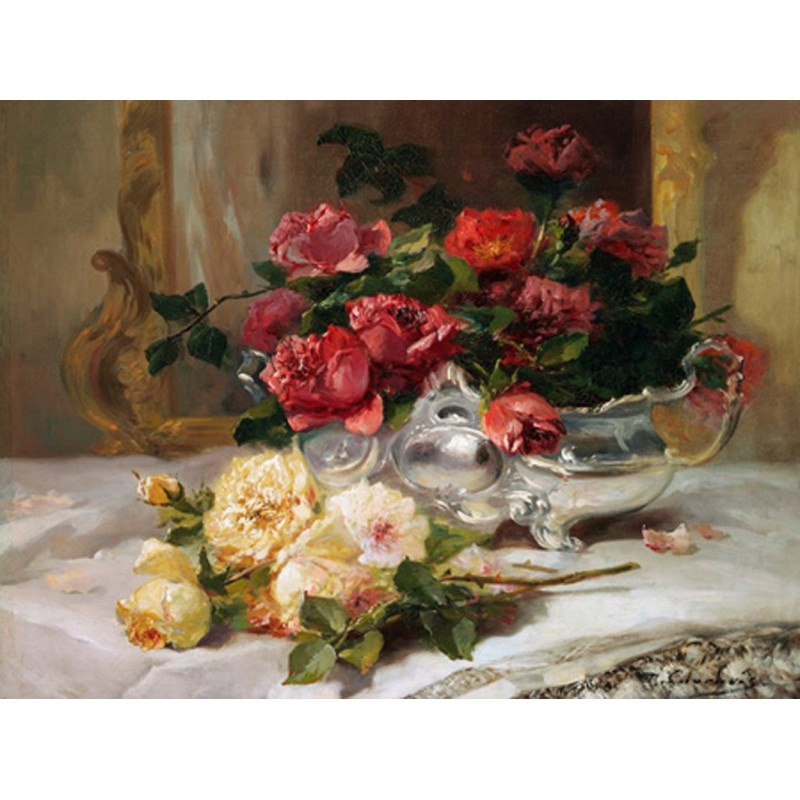 Eugene Henri Cauchois - Roses on a Dressing Table