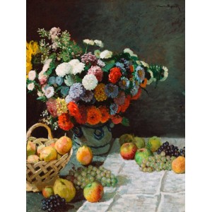 Claude Monet - Still life with flowers and fruit