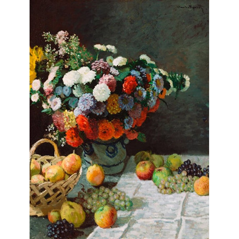 Claude Monet - Still life with flowers and fruit