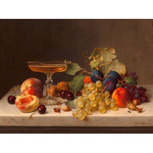 Emilie Preyer - Still life with summer fruits and champagne