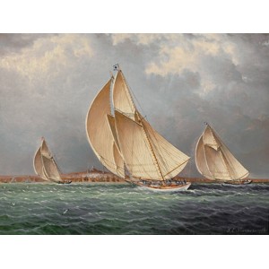 James E. Buttersworth - Yachting in Boston Harbor