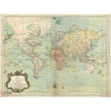 Jacques Nicolas Bellin - Essay d'une Carte reduite du Globe Terrestre, 1778