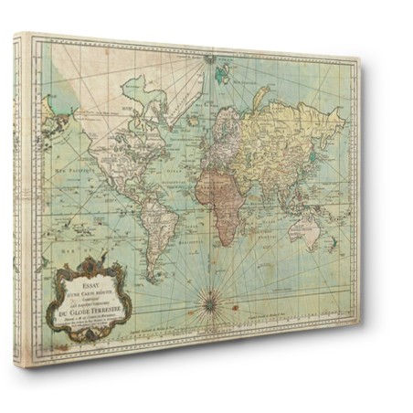 Jacques Nicolas Bellin - Essay d'une Carte reduite du Globe Terrestre, 1778