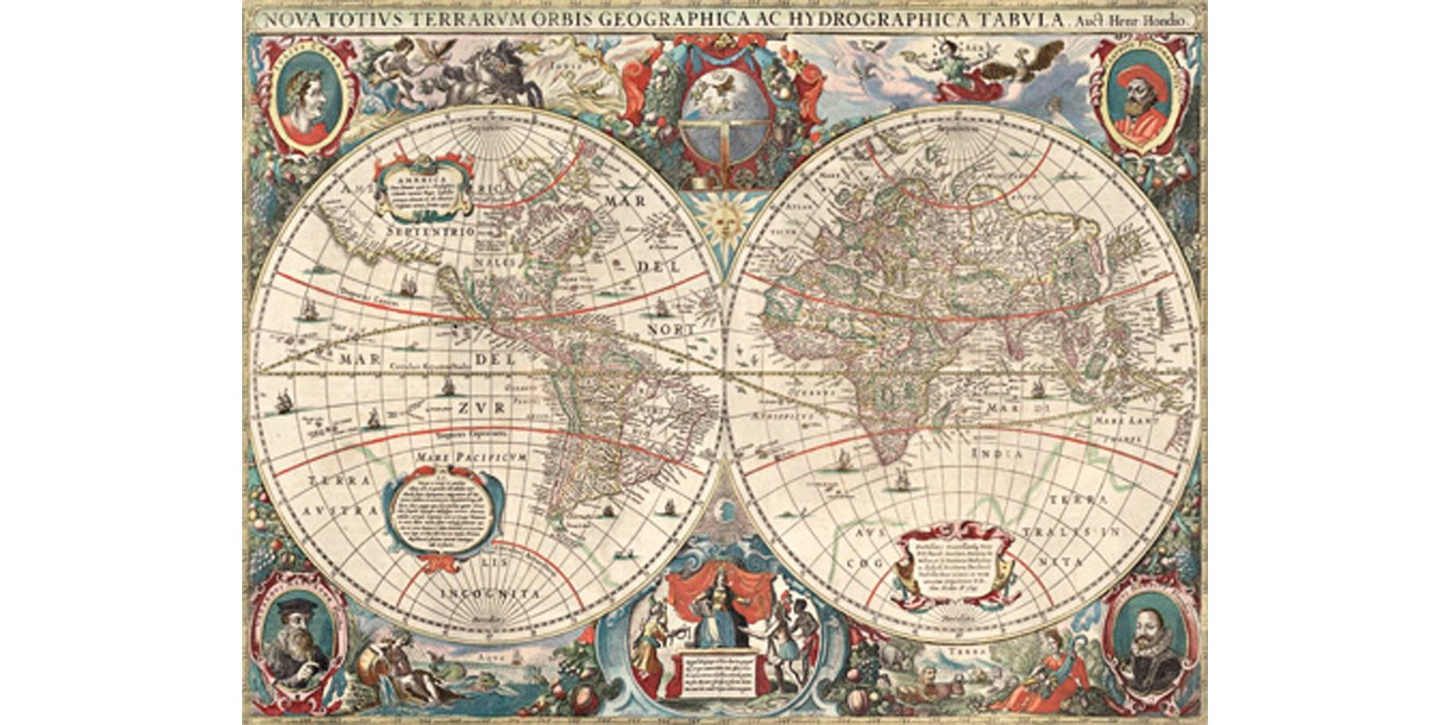 Hendrik Hondius - Nova totius Terrarum Orbis geographica ac hydrographica tabula