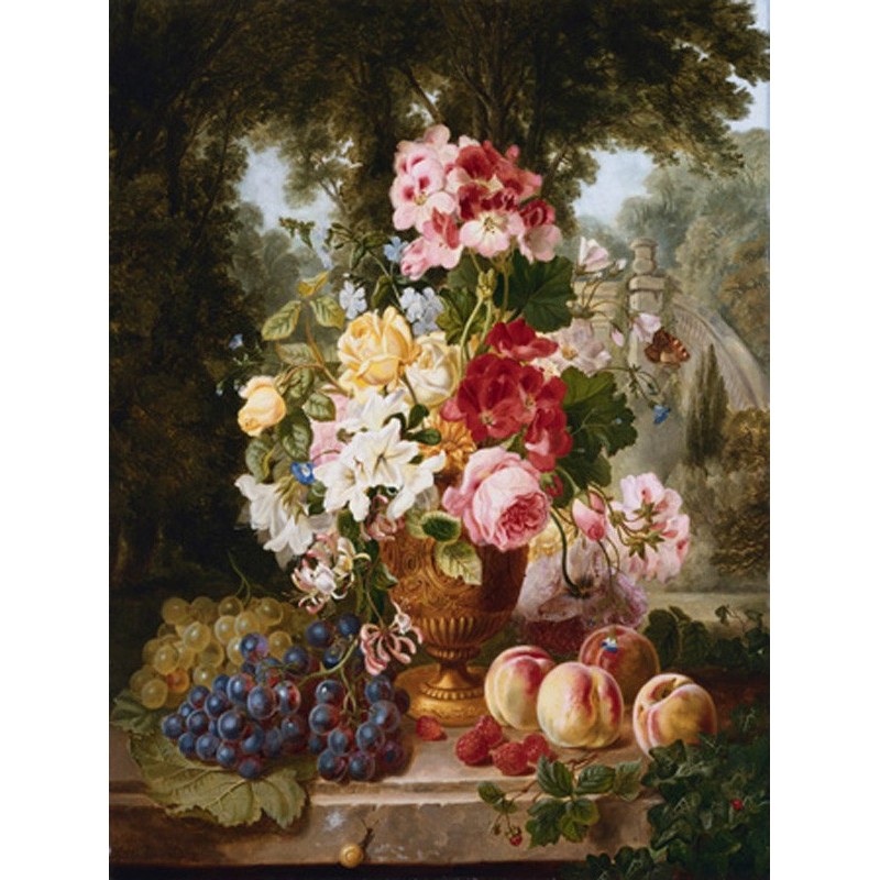 William John Wainwright - A Vase of Summer Flowers and Fruit