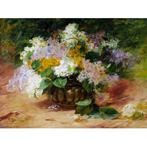 Georges Jeannin - A Still Life of Lilacs