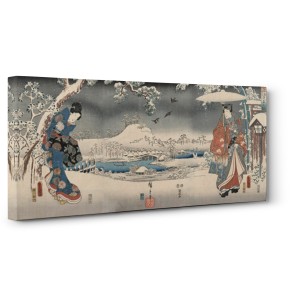 Ando Hiroshige - Snowy landscape with a woman and a man, 1853