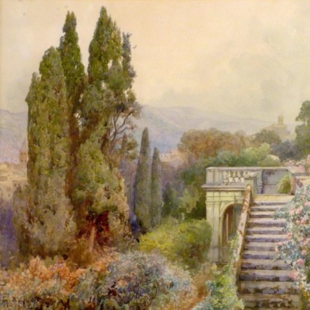 Ettore Roesler-Franz - Terrace of Villa d'Este, Tivoli, 1845