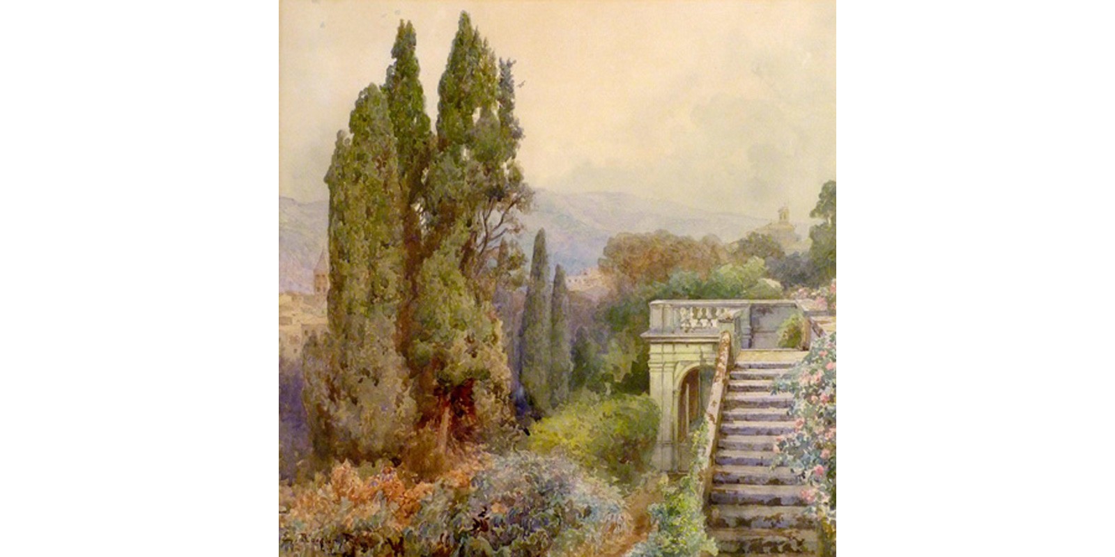 Ettore Roesler-Franz - Terrace of Villa d'Este, Tivoli, 1845