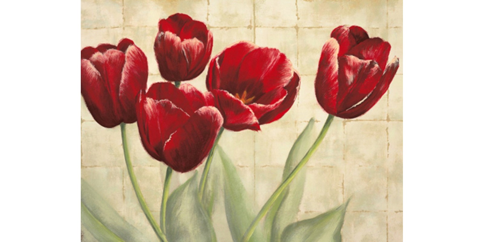 Lauren Mc Kee - Red Tulips on ivory