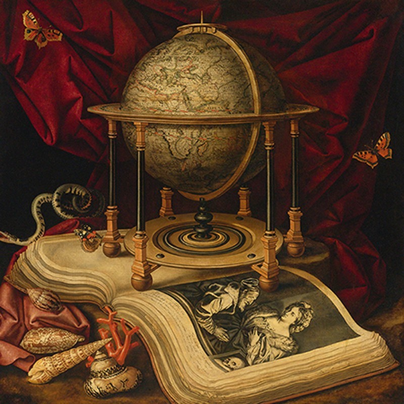 Carstian Luyckx - Still Life with Celestial Globe, a Book, Shells, a Snake and Butterflies