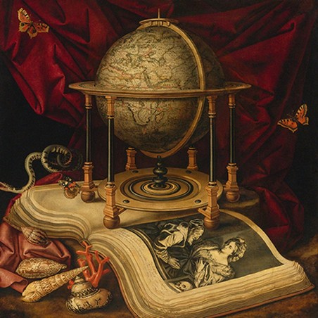 Carstian Luyckx - Still Life with Celestial Globe, a Book, Shells, a Snake and Butterflies