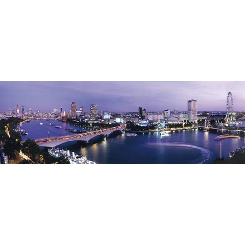 Ade Groom - View of London at night including Waterloo Bridge,London Eye, and South Bank