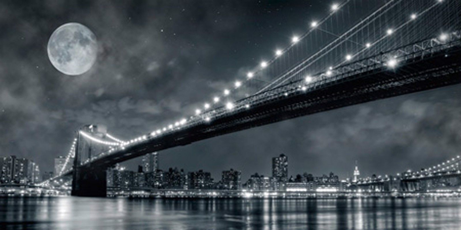 Janis Lacis - Brooklyn Bridge at night, New York
