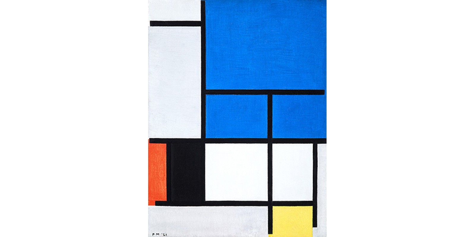 Piet Mondrian - Composition with large blue plane, red, black, yellow, and gray