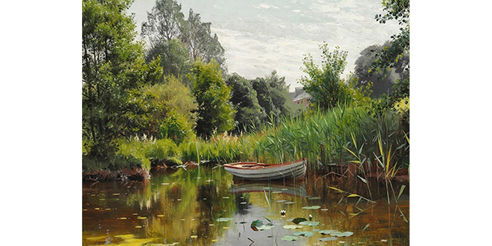 Peder Mork Monsted - A forest lake with a rowboat