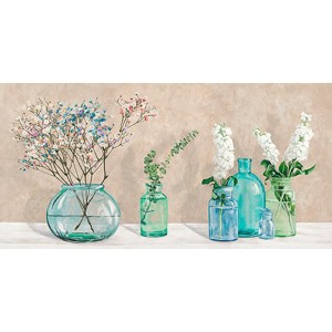 Jenny Thomlinson - Floral setting with glass vases