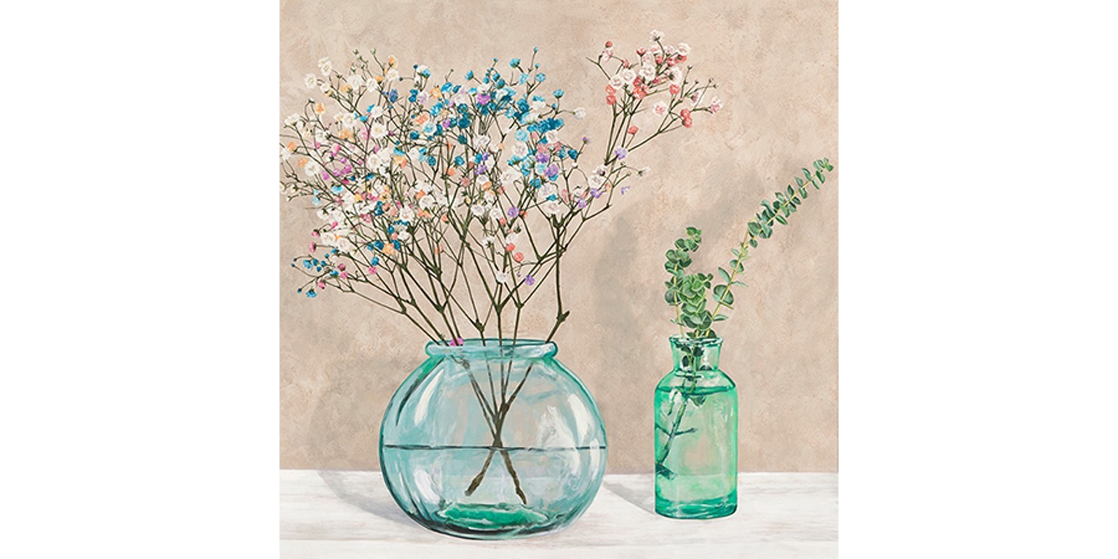 Jenny Thomlinson - Floral setting with glass vases I