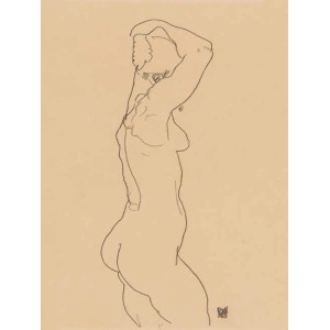 Egon Schiele - Standing Nude, Facing Right