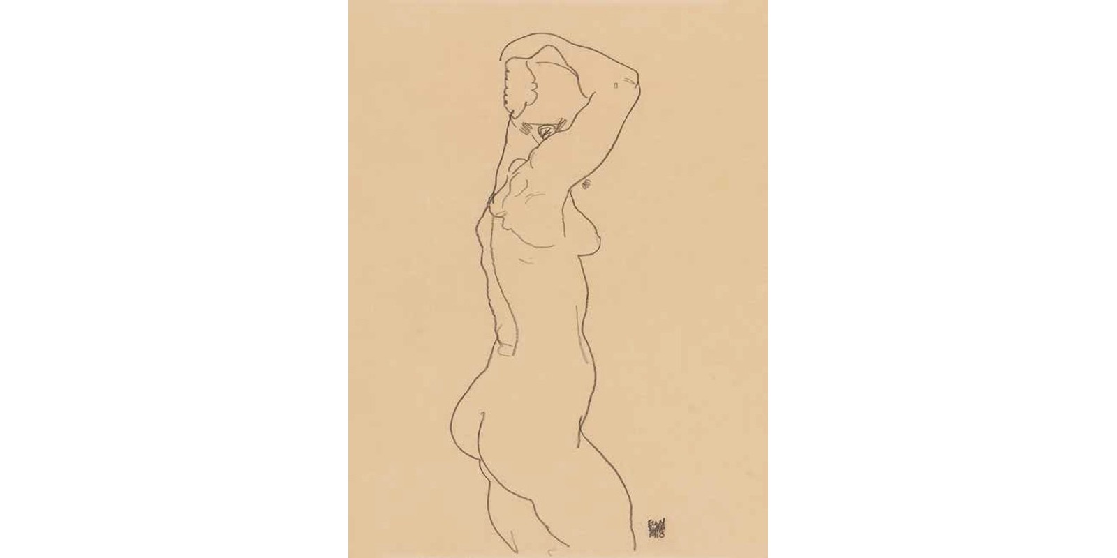 Egon Schiele - Standing Nude, Facing Right