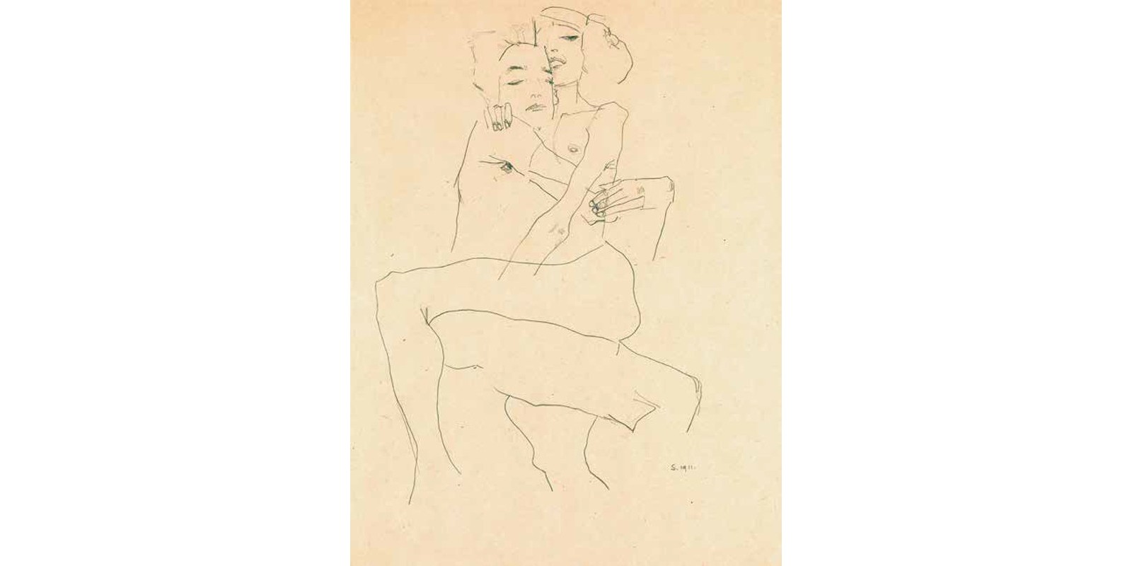Egon Schiele - Couple Embracing