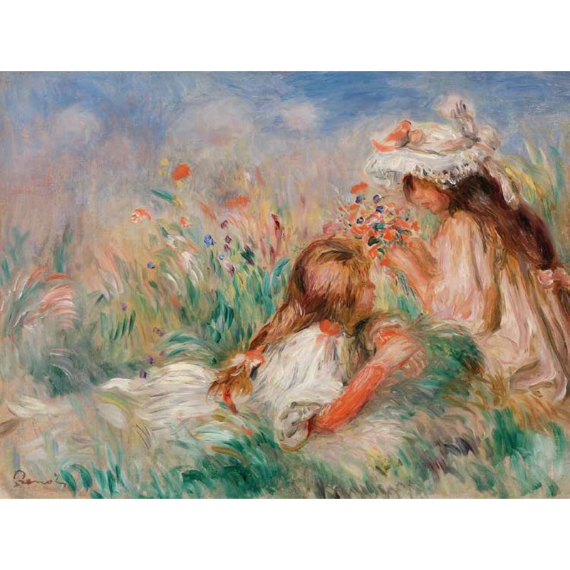Pierre-Auguste Renoir - Girls in the Grass Arranging a Bouquet