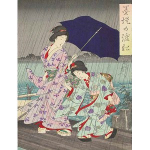 Yoshu (Hashimoto) Chikanobu - Between the banks of the Sumida Bokutei II