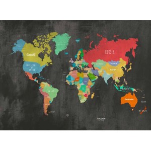 Joannoo - Modern Map of the World (chalkboard)