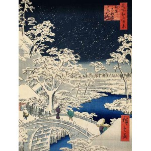 Ando Hiroshige - Drum bridge at Meguro and Sunset Hill