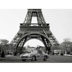 Gasoline Images - Roadster under the Eiffel Tower (BW)