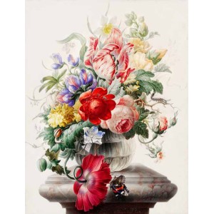 Herman Henstenburgh - Flowers in a glass vase