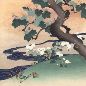 Tsukioka Kôgyo - Tree, Stream and Flowers
