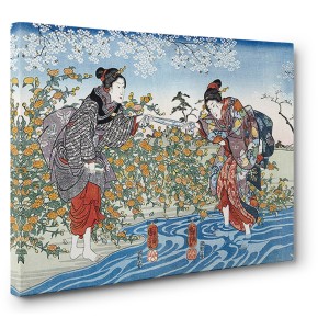 Utagawa Kuniyoshi - Japanese girls by Ide Tama River, 1847