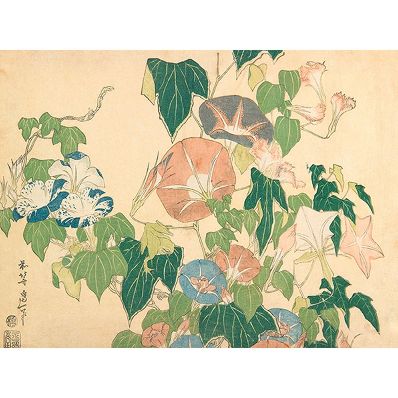 Katsushika Hokusai - Morning Glories and Tree Frog, 1833-1834