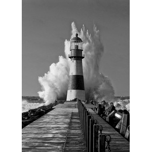 Pangea Images -  Lighthouse in the Mediterranean Sea (detail, B&W)