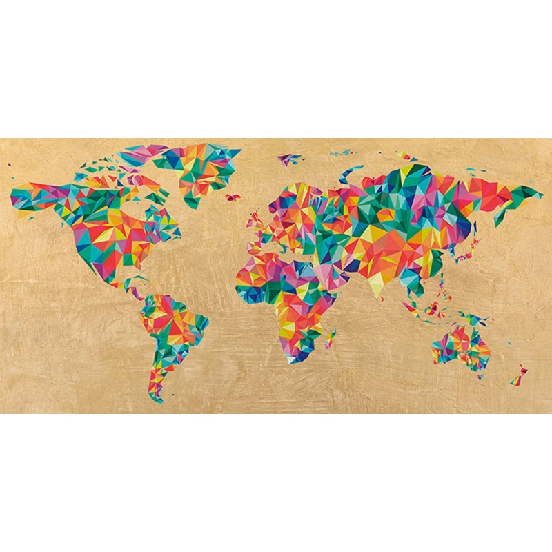 Joannoo - Multicolor World Map (golden)