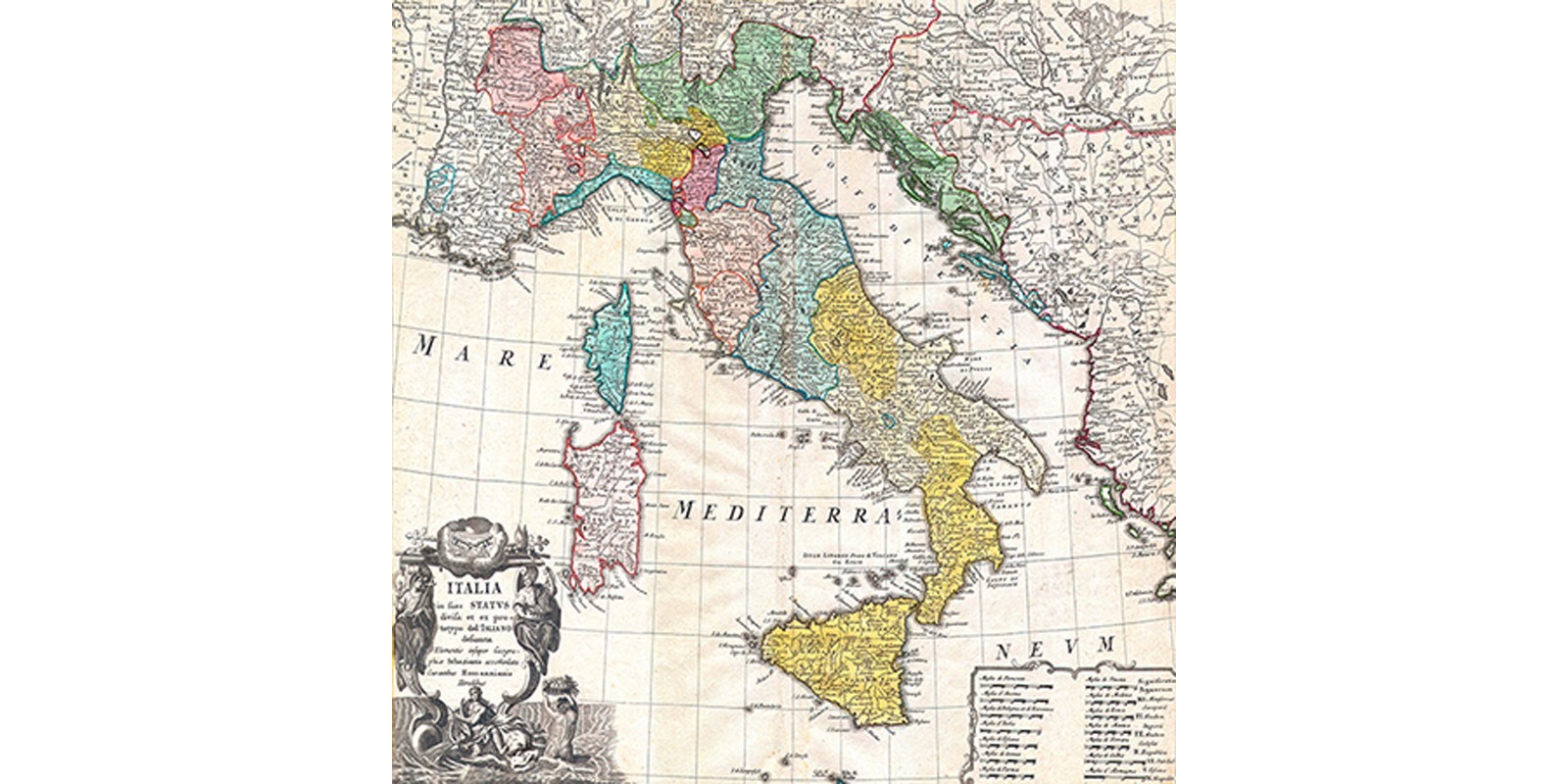 Johann Homann - Map of Italy, 1742