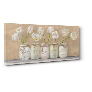 Jenny Thomlinson - White Tulips in Mason Jars
