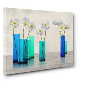 Cynthia Ann - Poppies in crystal vases (Aqua palette)