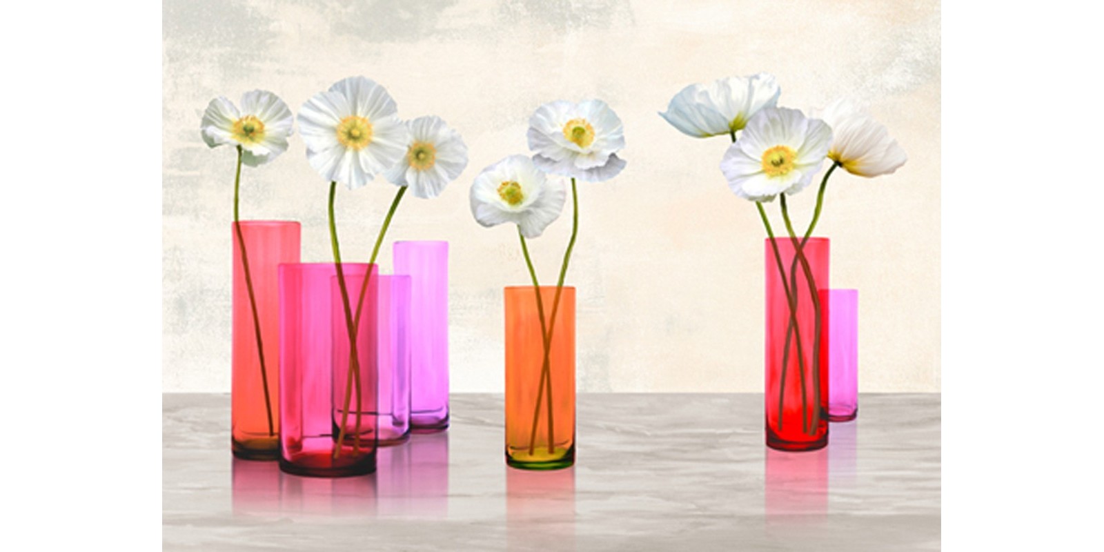 Cynthia Ann - Poppies in crystal vases (Purple palette)