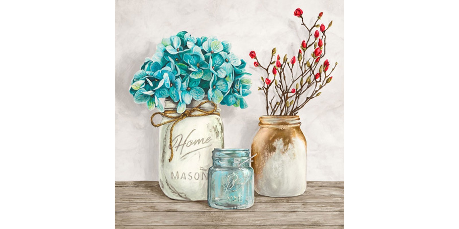 Jenny Thomlinson - Floral composition with Mason Jars I