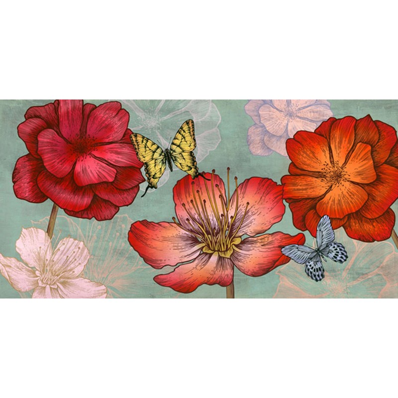 Eve C. Grant - Flowers and Butterflies (Aqua)