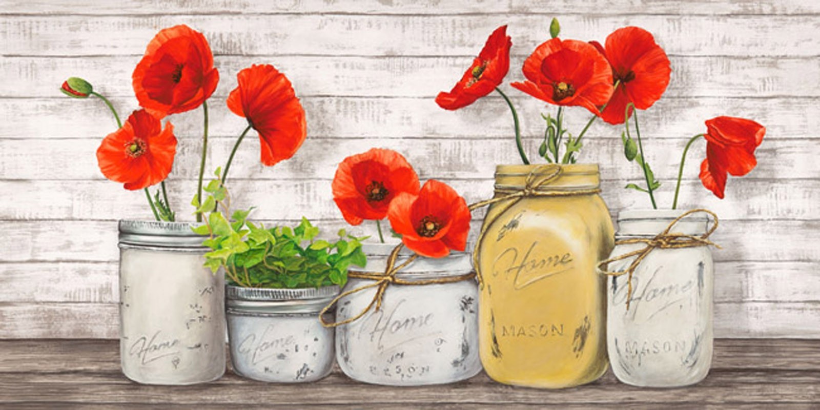 JENNY THOMLINSON - Poppies in Mason Jars