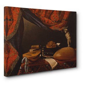 Evaristo Baschenis - Still Life with Musical Instruments, Books and Sculpture  | Pg-Plaisio.gr