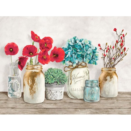JENNY THOMLINSON - Floral composition with Mason Jars