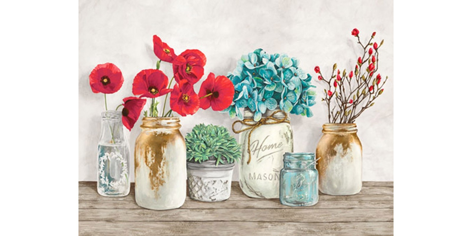 JENNY THOMLINSON - Floral composition with Mason Jars