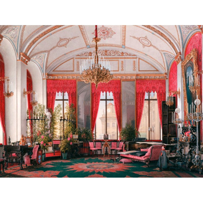 Edward Petrovich Hau - Interiors of the Winter Palace: the Raspberry Study