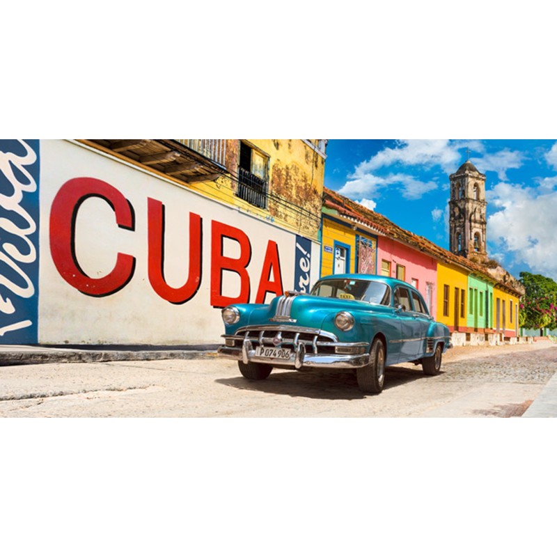 Pangea Images - Vintage car and mural, Cuba